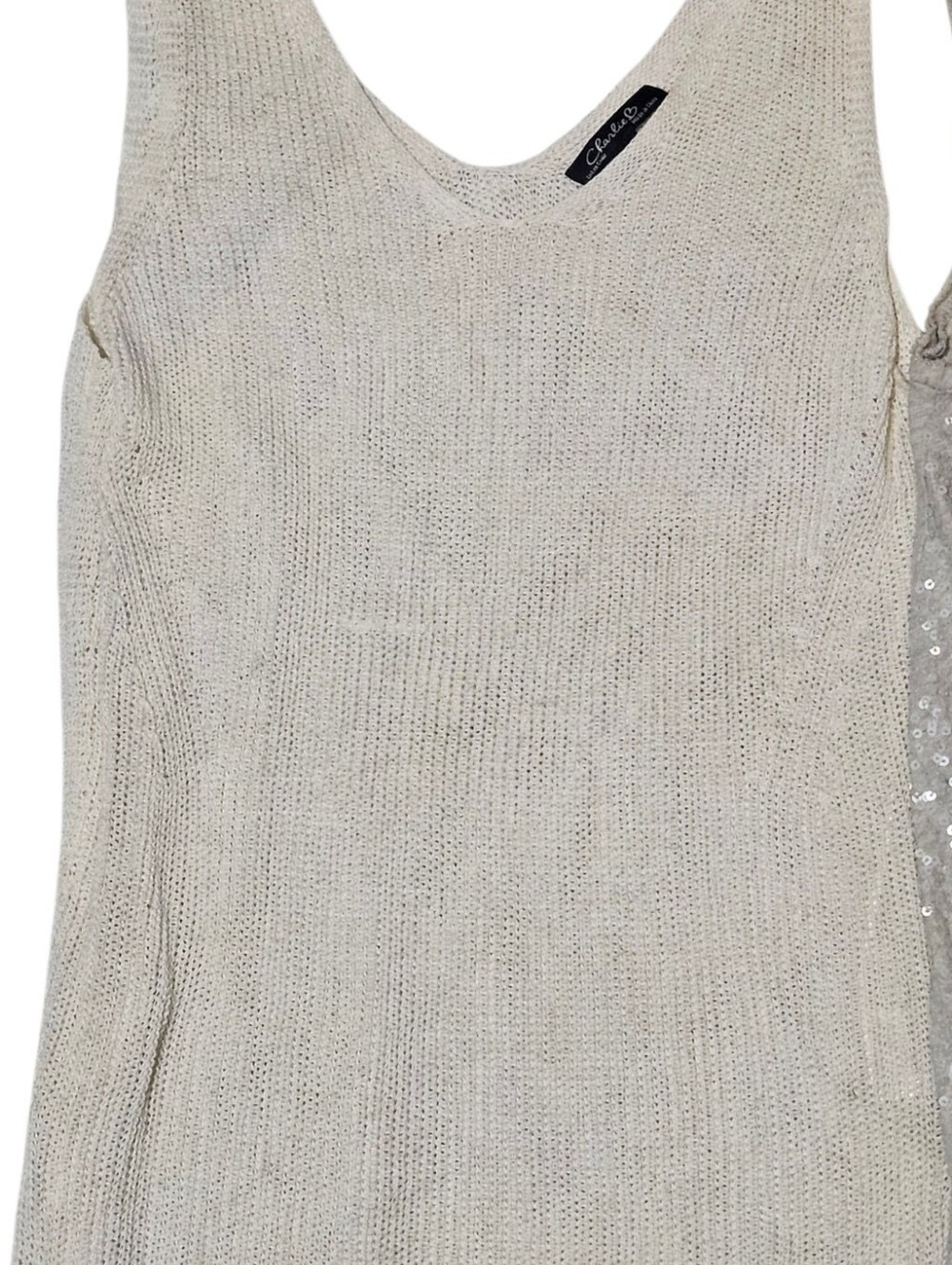 CHARLIE B Cream Knit Scoop Tank